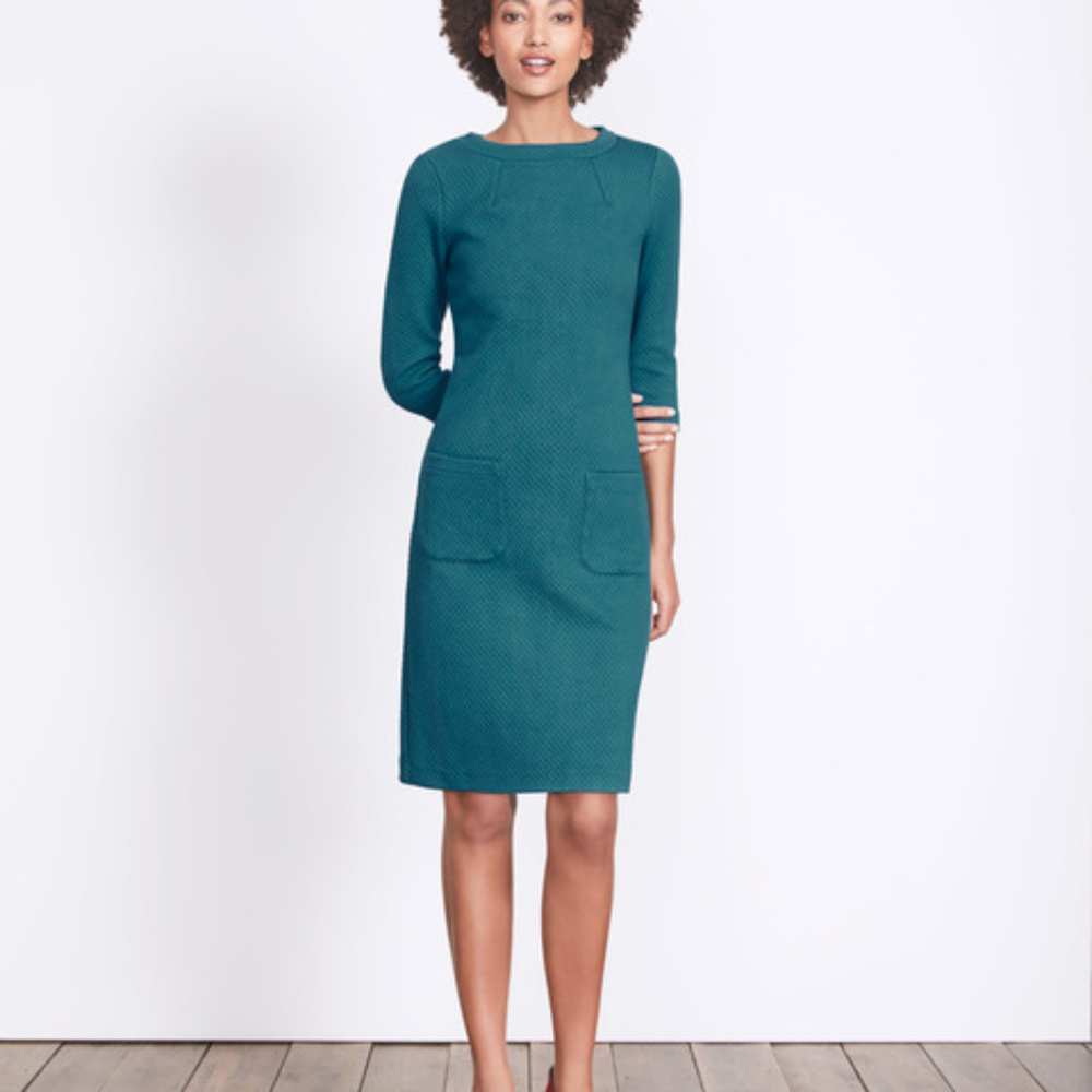 Boden  Marisole Jacquard Dress Dark Cyan US 6P